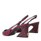 Maroon Zebra Leather Heels Slingbacks Shoes