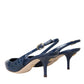 Dark Blue Croc Leather Slingbacks Shoes