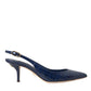 Dark Blue Croc Leather Slingbacks Shoes