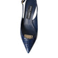 Dark Blue Croc Leather Slingbacks Shoes