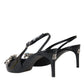 Black Patent Leather Crystal Slingback Shoes