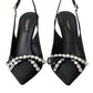 Black Crystal Embellished Slingback Shoes