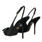 Black Crystal Embellished Slingback Shoes