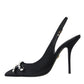 Black Crystal Embellished Slingback Shoes