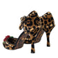 Brown Leopard Floral Crystal Mary Janes Pumps Shoes