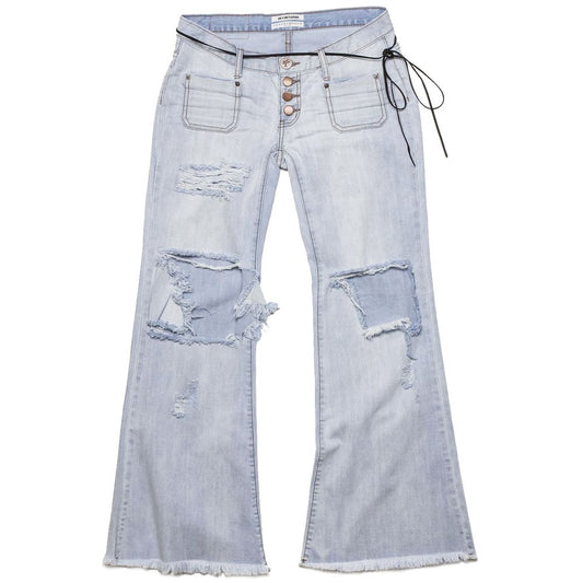 Light Blue Cotton Women's Flared Jean