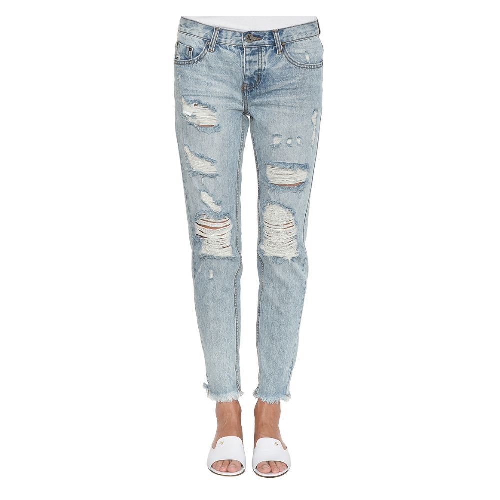 Light Blue Cotton Women's Jean