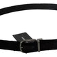 Black Velvet Silver Tone Metal Buckle Men Belt