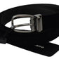 Black Velvet Silver Tone Metal Buckle Men Belt