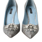 Light Blue Exotic Leather Crystal Bellucci Shoes