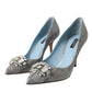 Light Blue Exotic Leather Crystal Bellucci Shoes