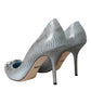 Light Blue Exotic Leather Crystal Bellucci Shoes