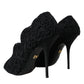 Black Cordonetto Ricamo Pump Open Toe Shoes