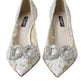 White Floral Lace DG Crystal Pumps Shoes