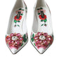 White Leather Roses Crystal Bellucci Pumps Shoes