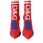 Red Blue Stretch Sock Style Ankle Boots Logo Shoes