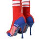 Red Blue Stretch Sock Style Ankle Boots Logo Shoes