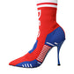 Red Blue Stretch Sock Style Ankle Boots Logo Shoes