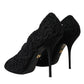 Black Cordonetto Ricamo Pump Open Toe Shoes