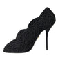 Black Cordonetto Ricamo Pump Open Toe Shoes