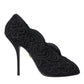 Black Cordonetto Ricamo Pump Open Toe Shoes