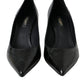 Black Eel Leather Kitten Heels Pumps Shoes