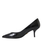 Black Eel Leather Kitten Heels Pumps Shoes