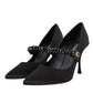 Black Mary Jane Crystal Heels Pumps Shoes