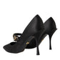 Black Mary Jane Crystal Heels Pumps Shoes