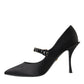 Black Mary Jane Crystal Heels Pumps Shoes