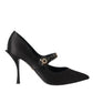 Black Mary Jane Crystal Heels Pumps Shoes