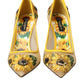 Yellow Sunflower Mesh Heels Pumps Shoes