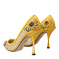 Yellow Sunflower Mesh Heels Pumps Shoes