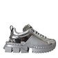 Silver Leather Super Queen Sneakers Shoes