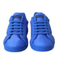 Blue Leather Fabric Low Top Sneakers Shoes