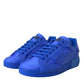 Blue Leather Fabric Low Top Sneakers Shoes