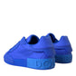 Blue Leather Fabric Low Top Sneakers Shoes