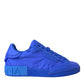 Blue Leather Fabric Low Top Sneakers Shoes