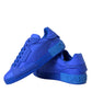 Blue Leather Fabric Low Top Sneakers Shoes