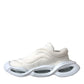 White Padded Fabric Wave Low Top Sneakers Shoes