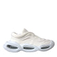 White Padded Fabric Wave Low Top Sneakers Shoes