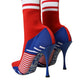 Red Blue Stretch Sock Style Short Boots Logo Shoes