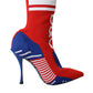 Red Blue Stretch Sock Style Short Boots Logo Shoes