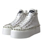 White Canvas Studded Sneakers Boots Shoes