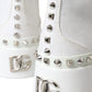 White Canvas Studded Sneakers Boots Shoes