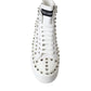 White Canvas Studded Sneakers Boots Shoes