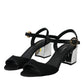 Black Crystal Ankle Strap Keira Sandal Shoes