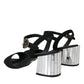 Black Crystal Ankle Strap Keira Sandal Shoes