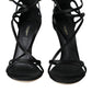 Black Keira Satin Heels Sandals Shoes