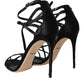 Black Keira Satin Heels Sandals Shoes